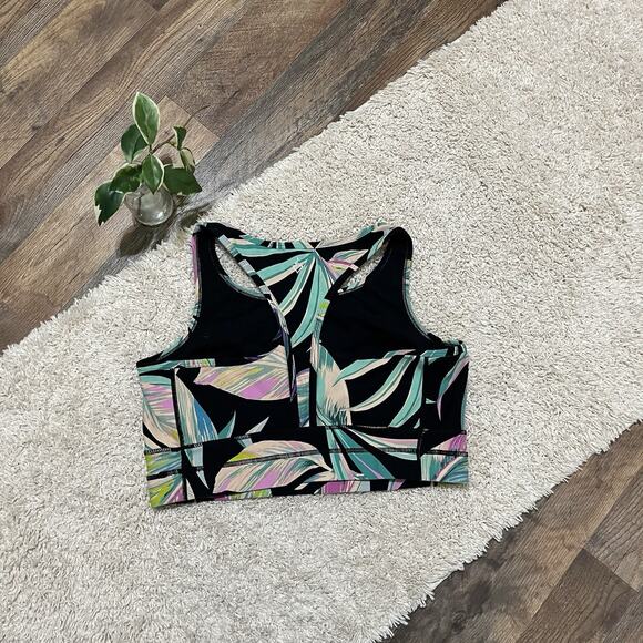 Torrid Active Size 0X Black Summer Leaves Low Impact Racerback Sports Bra - Picture 4 of 5